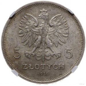 5 złotych 1930, Warszawa; sztandar - 100-lecie Powstani...