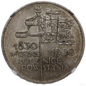 5 złotych 1930, Warszawa; sztandar - 100-lecie Powstani...