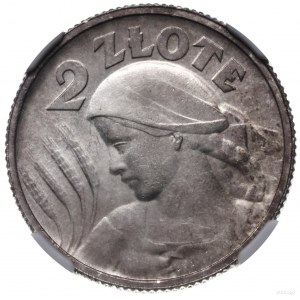 2 złote 1924, Paryż; róg i pochodnia na awersie; popier...
