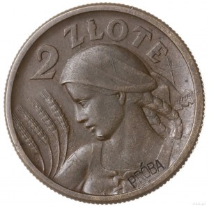 2 złote 1927, Warszawa; popiersie kobiety z kłosami, na...