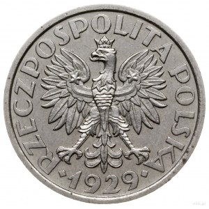 1 złoty 1929, Warszawa; nominał w wieńcu, odmiana bez z...