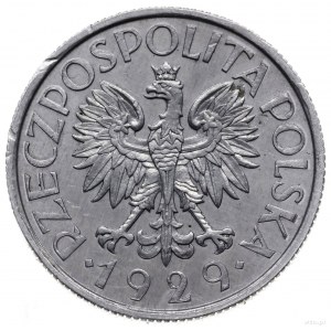 1 złoty 1929, Warszawa; nominał między gałązkami, wklęs...