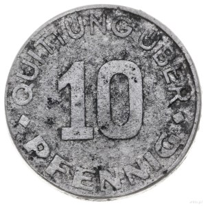 10 fenigów 1942, Łódź; odmiana z datą w gwieździe Dawid...