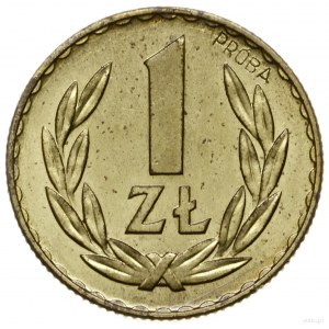 1 złoty 1949, Warszawa; nominał 1, wklęsły napis PRÓBA ...