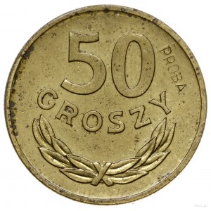 50 groszy 1949, Warszawa; nominał 50, wklęsły napis PRÓ...