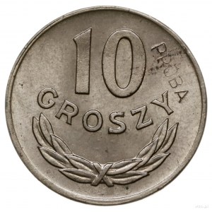 10 groszy 1949, Warszawa; nominał 10, wklęsły napis PRÓ...