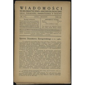 Wiadomości Numizmatyczno-Archeologiczne (1920), Kraków,...