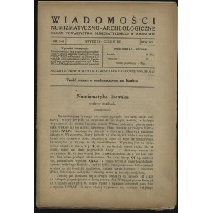 Wiadomości Numizmatyczno-Archeologiczne (1921), Kraków,...