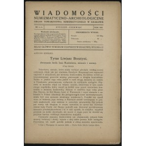 Wiadomości Numizmatyczno-Archeologiczne (1922), Kraków,...