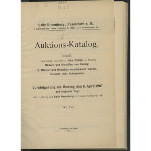 Sally Rosenberg, Auktions-Katalog 8 April 1907; 1. Samm...