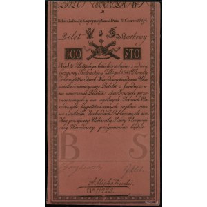 100 złotych polskich 8.06.1794; seria B, numeracja 1122...