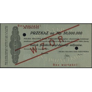 przekaz na 50.000.000 marek polskich 20.11.1923, czerwo...