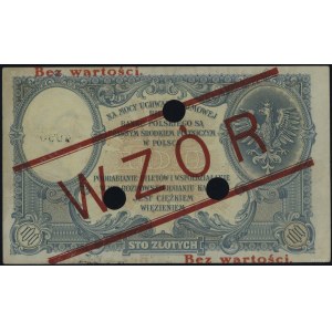 100 złotych 28.02.1919, czerwony ukośny nadruk “WZÓR.” ...