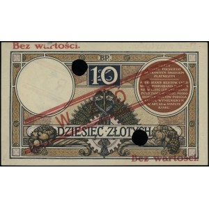 10 złotych 15.07.1924, II emisja, czerwony ukośny nadru...