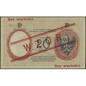 20 złotych 15.07.1924, II emisja, czerwony nadruk Bez w...