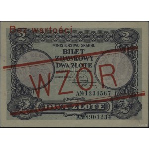 2 złote 1.05.1925, czerwony ukośny nadruk “WZÓR” i pozi...