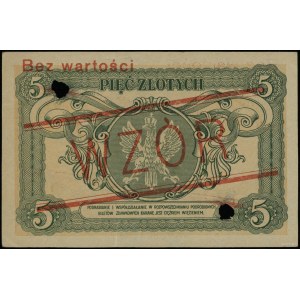 5 złotych 1.05.1925, czerwony ukośny nadruk “WZÓR” i po...