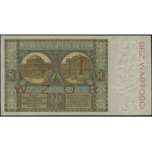 50 złotych 28.08.1925, czerwony poziomy nadruk “WZÓR”, ...