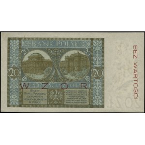 20 złotych 1.03.1926, czerwony poziomy nadruk WZÓR, pio...