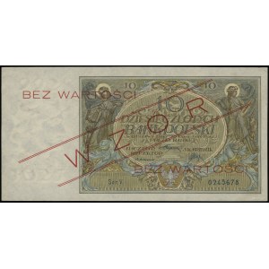 10 złotych 20.07.1926, czerwony ukośny nadruk “WZÓR” i ...