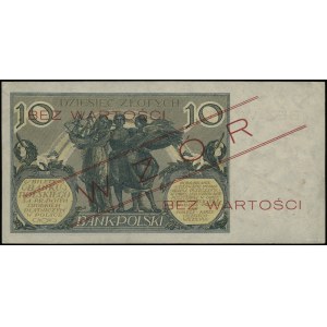 10 złotych 20.07.1926, czerwony ukośny nadruk “WZÓR” i ...