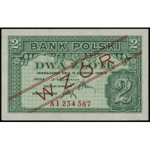 2 złote 15.08.1939, czerwony ukośny nadruk “WZOR”, bez ...