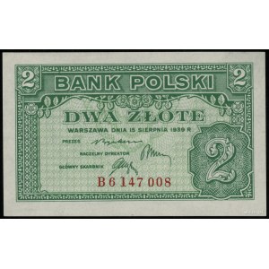 2 złote 15.08.1939, seria B 6147008; Lucow 1011 (R5), M...