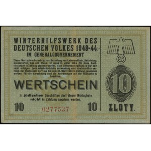 10 złotych 1943-1944; numeracja 027737, niewypełniony b...