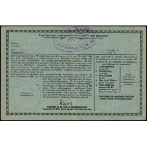 10 złotych 1943-1944; numeracja 027737, niewypełniony b...