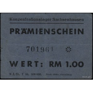 bon na 1 markę (1944); numeracja 701961, papier niebies...