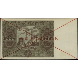 1.000 złotych 15.07.1947, czerwone dwukrotne skreślenie...