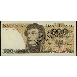 500 złotych 16.12.1974, ukośna perforacja “WZÓR”, seria...