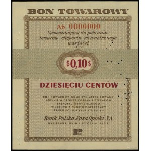 10 centów (0,10) dolara 1.01.1960, seria Ab 0000000, pe...