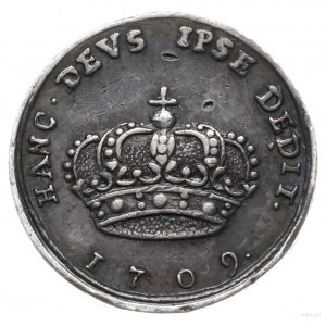 medal z 1709 r. wybity z okazji powrotu króla Augusta n...