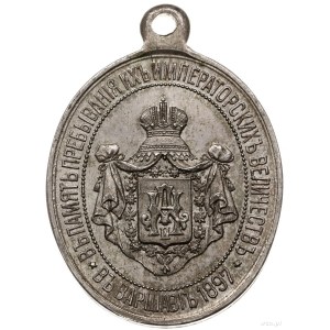medalik z 1897 r. wybity z okazji wizyty carskiej rodzi...