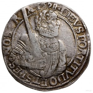 talar (rijksdaalder) 1598; Aw: Rycerz z mieczem w prawo...