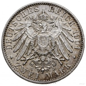 2 marki 1901 D, Monachium; wybite na 75. urodziny księc...