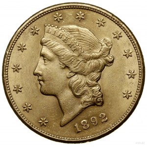 20 dolarów 1892 CC, Carson City; typ Liberty Head; Fr. ...