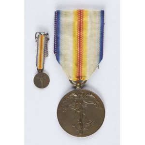 Belgische Siegesmedaille für den Ersten Weltkrieg 1919 mit Miniatur