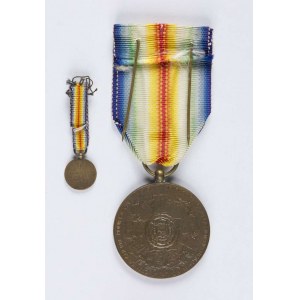 Belgia Medal Zwycięstwa za I Wojnę Światową 1919 z miniaturą