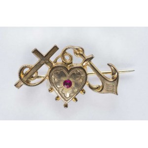 Patriotic brooch with symbols: Faith, Hope and Love