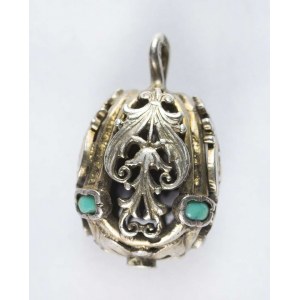 Contour button, openwork, gold-plated with turquoise