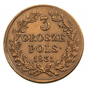 Powstanie Listopadowe, 3 grosze 1831, łapy orła proste