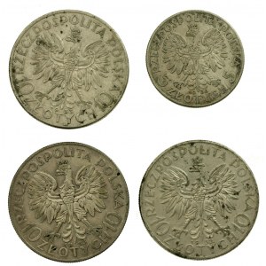 II RP, 10 złotych (3 szt.) i 5 złotych 1934, Głowa Kobiety. Razem 4 szt. (317)