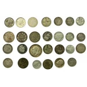 Francja, Rosja, USA, zestaw monet srebrnych 26 szt. (402)