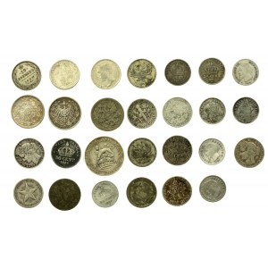 Frankreich, Russland, USA, Silbermünzensatz 26 Stück. (402)