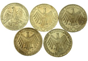 Germany, set of 10 marks 1972, 5 pieces. Silver (504)