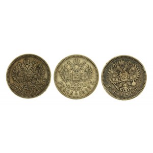 Rosja, zestaw 1 rubel 1896, 1897 i 1899, 3 szt. (527)