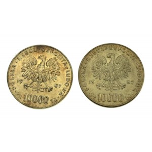 Volksrepublik Polen, Satz von 10 000 Gold 1987 Johannes Paul II, 2 Stück. (532)