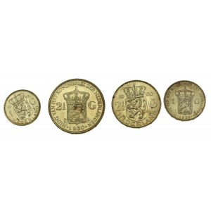 Holandia, zestaw srebrnych monet, 4 szt. (539)